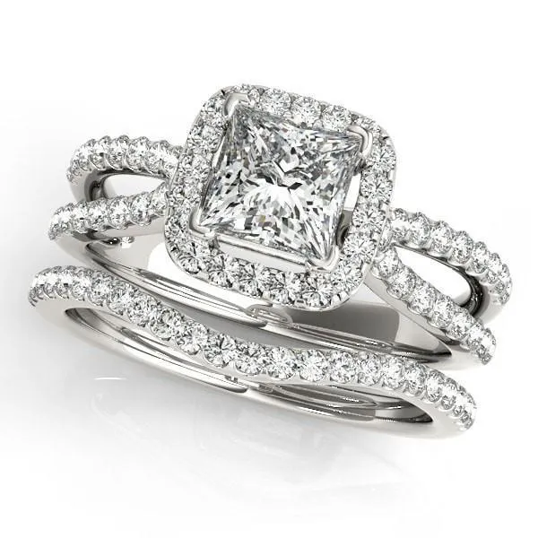 Jesse Princess/Square Moissanite Split Shank Halo Engagement Ring