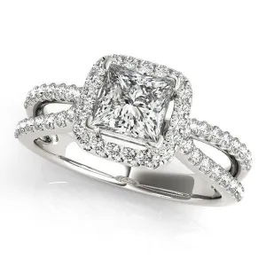 Jesse Princess/Square Moissanite Split Shank Halo Engagement Ring
