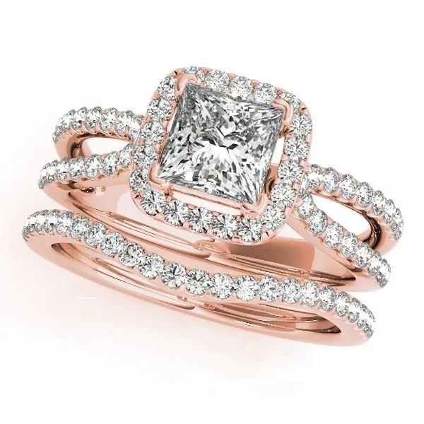 Jesse Princess/Square Moissanite Split Shank Halo Engagement Ring