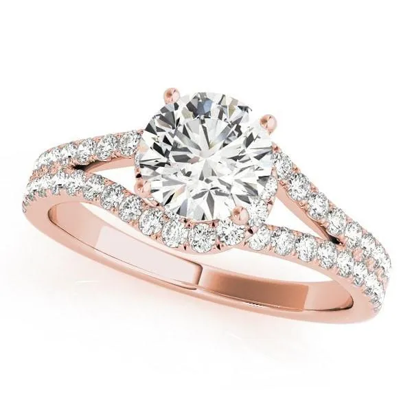 Jill Round Center Stone Split Shank Halo Engagement Ring