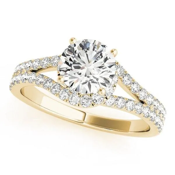 Jill Round Center Stone Split Shank Halo Engagement Ring