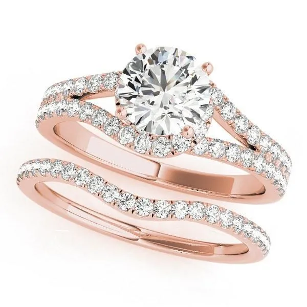 Jill Round Center Stone Split Shank Halo Engagement Ring