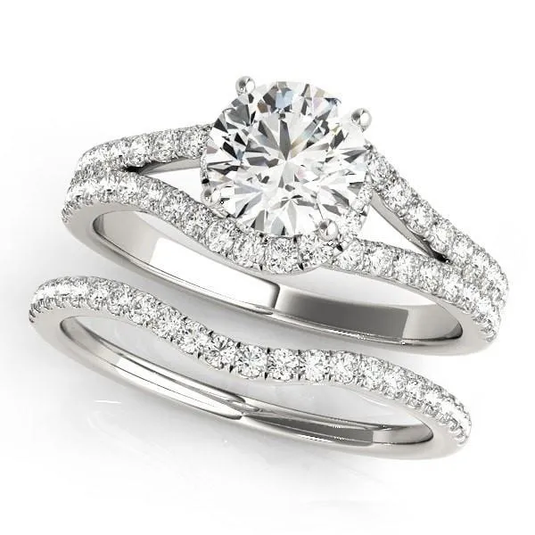 Jill Round Center Stone Split Shank Halo Engagement Ring