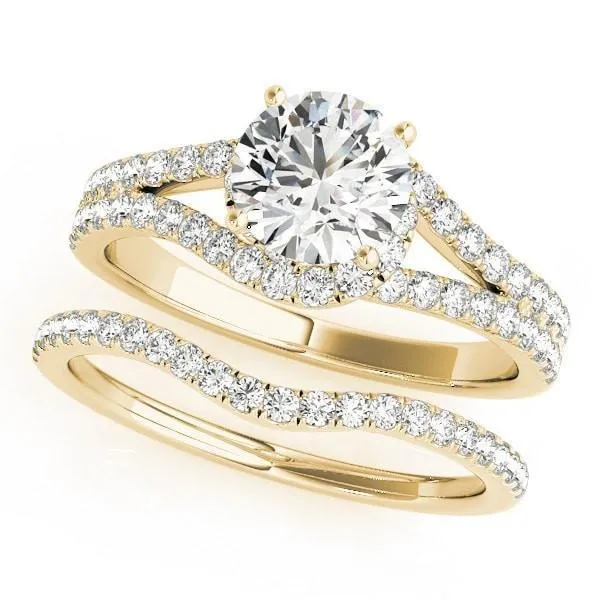 Jill Round Center Stone Split Shank Halo Engagement Ring