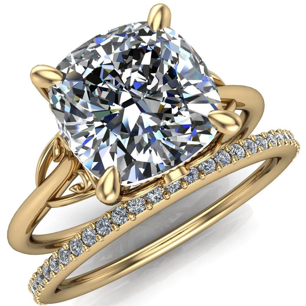 Jules Cushion Center Stone Filigree Custom Bezel Diamond Design Ring