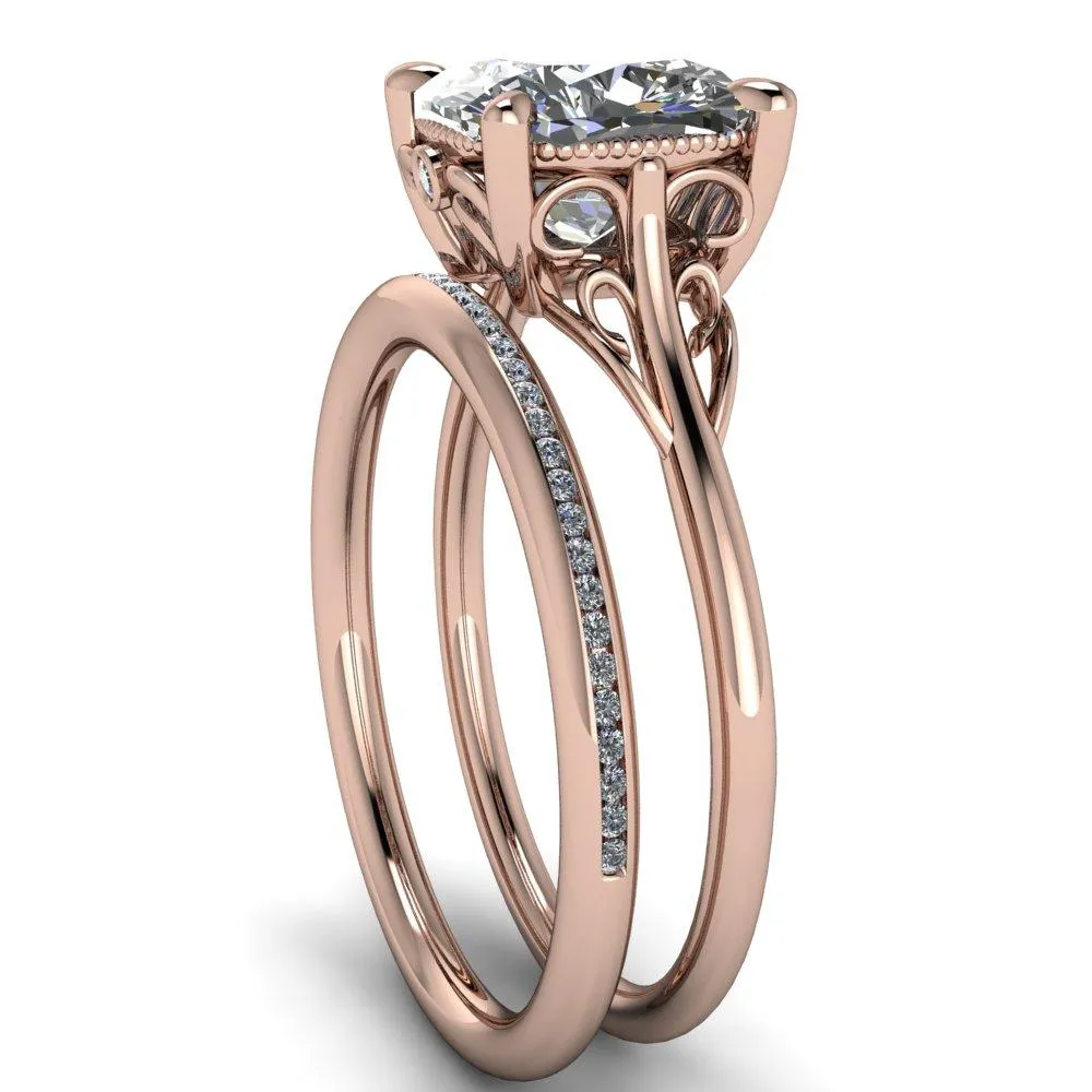 Jules Cushion Center Stone Filigree Custom Bezel Diamond Design Ring