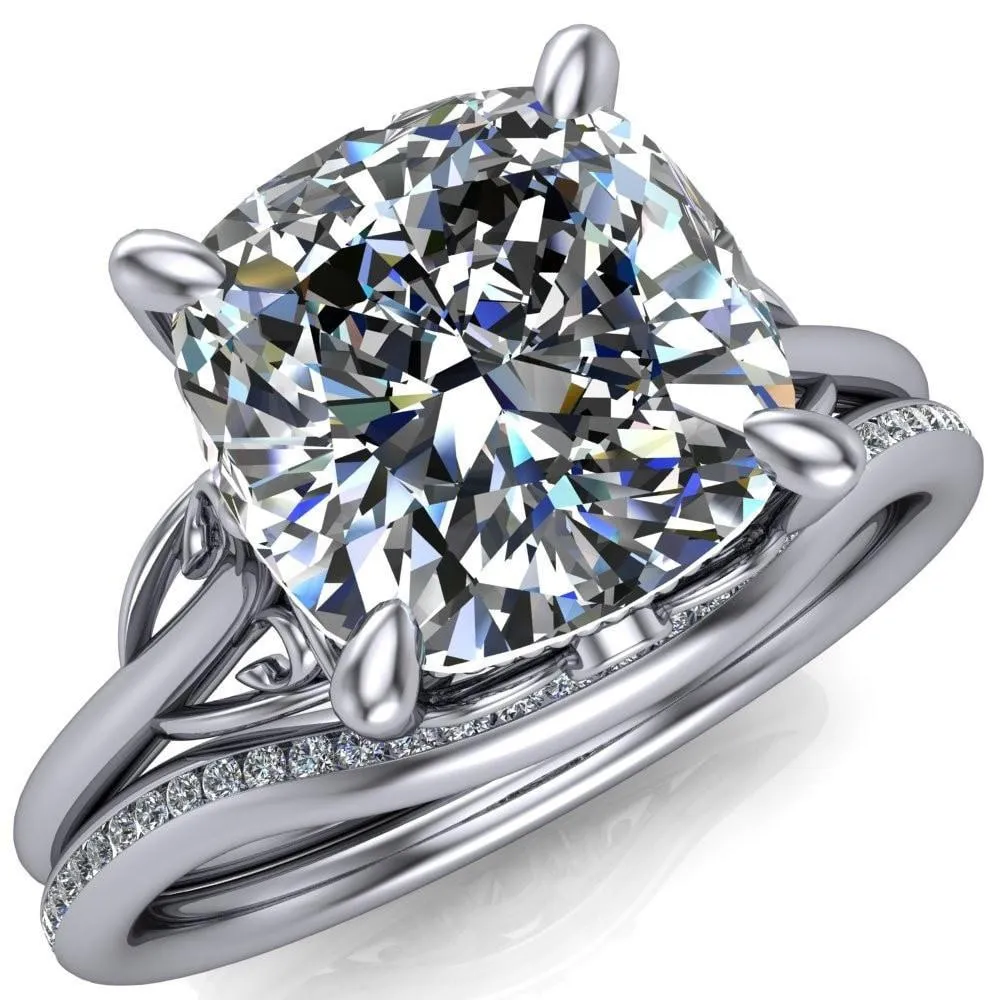 Jules Cushion Center Stone Filigree Custom Bezel Diamond Design Ring