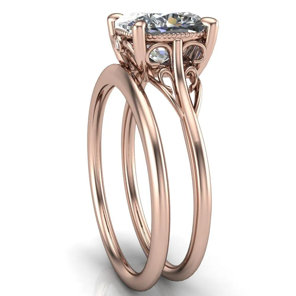 Jules Cushion Center Stone Filigree Custom Bezel Diamond Design Ring