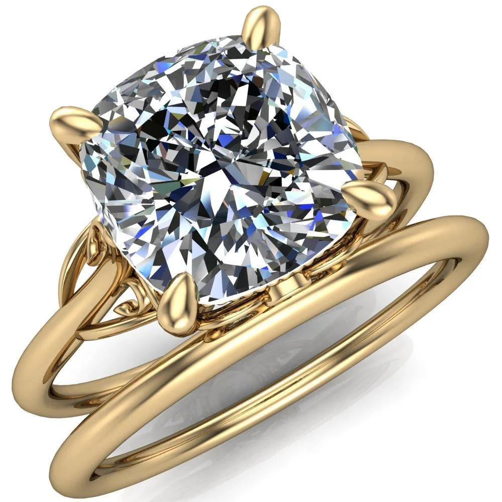 Jules Cushion Center Stone Filigree Custom Bezel Diamond Design Ring