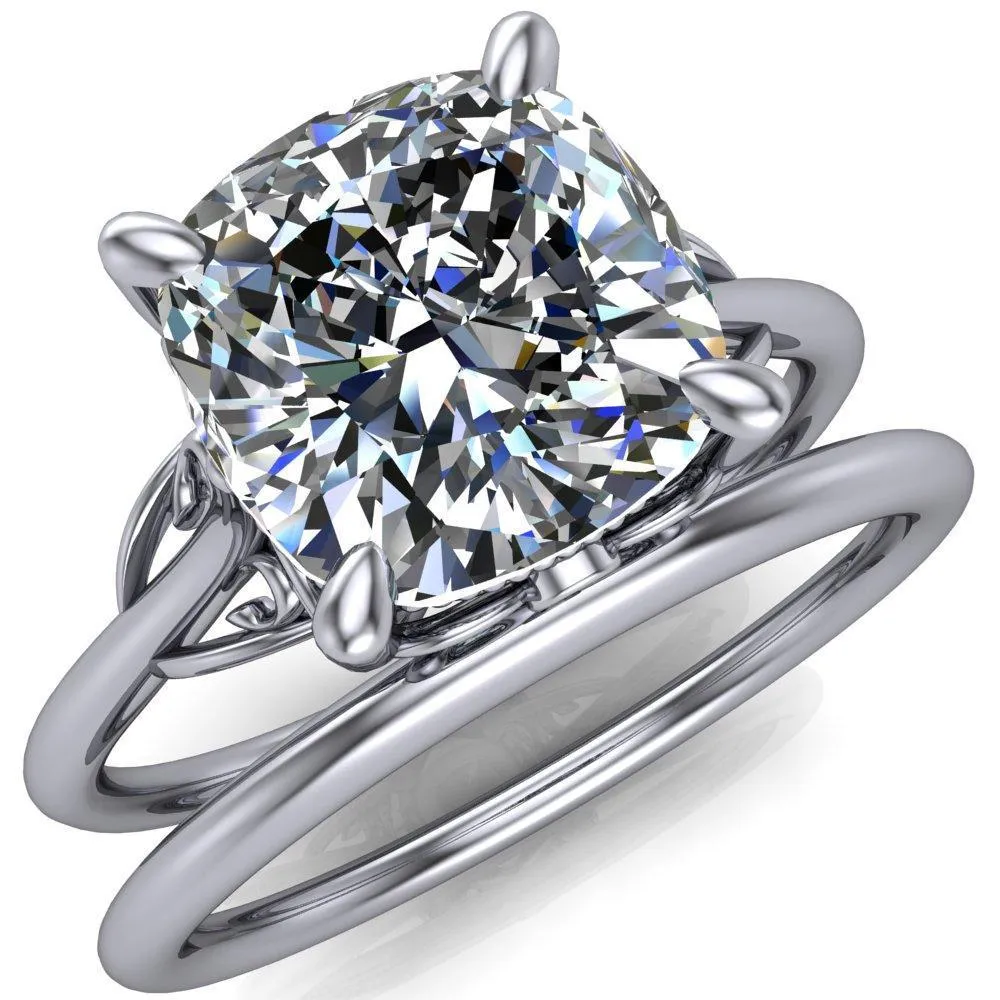 Jules Cushion Center Stone Filigree Custom Bezel Diamond Design Ring