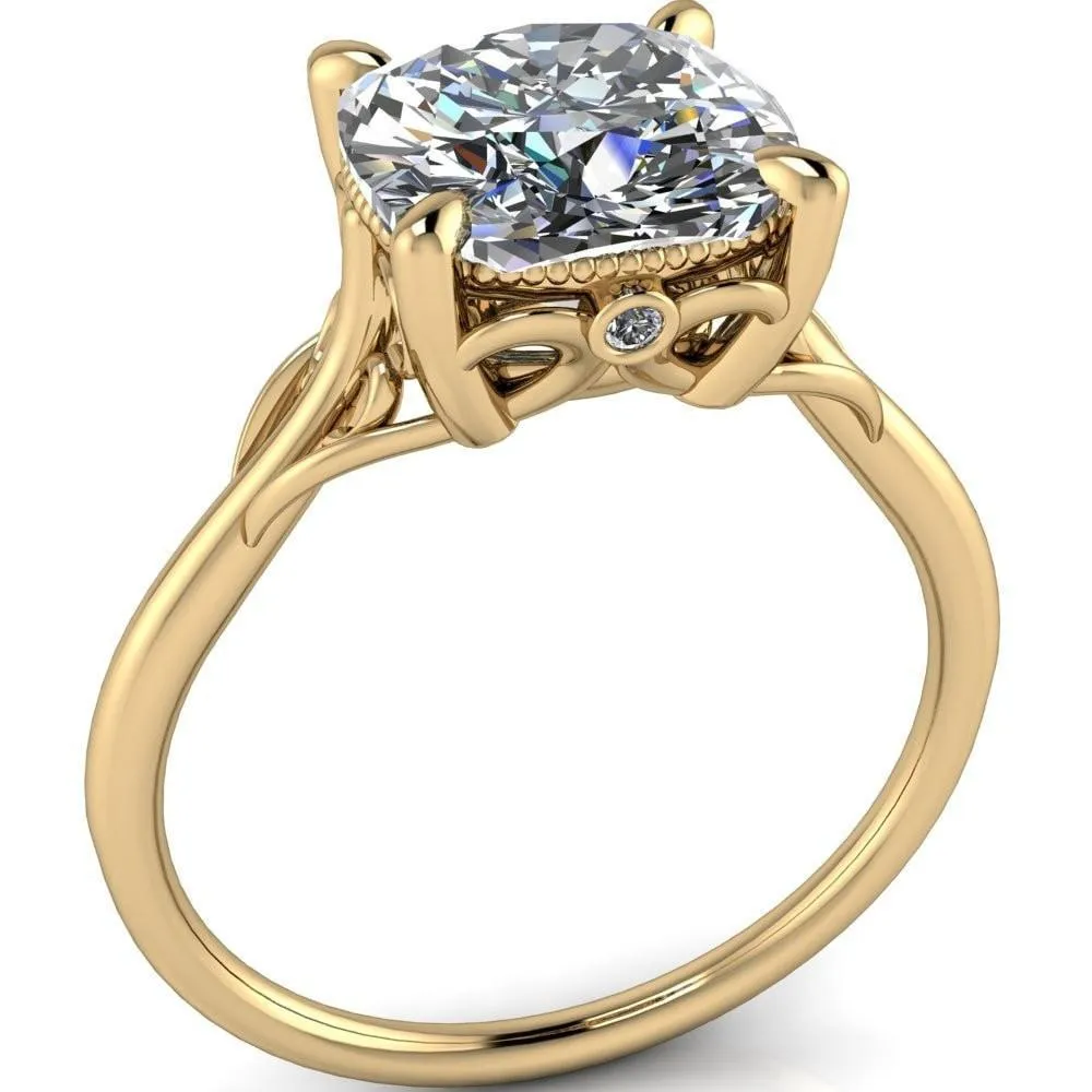 Jules Cushion Center Stone Filigree Custom Bezel Diamond Design Ring
