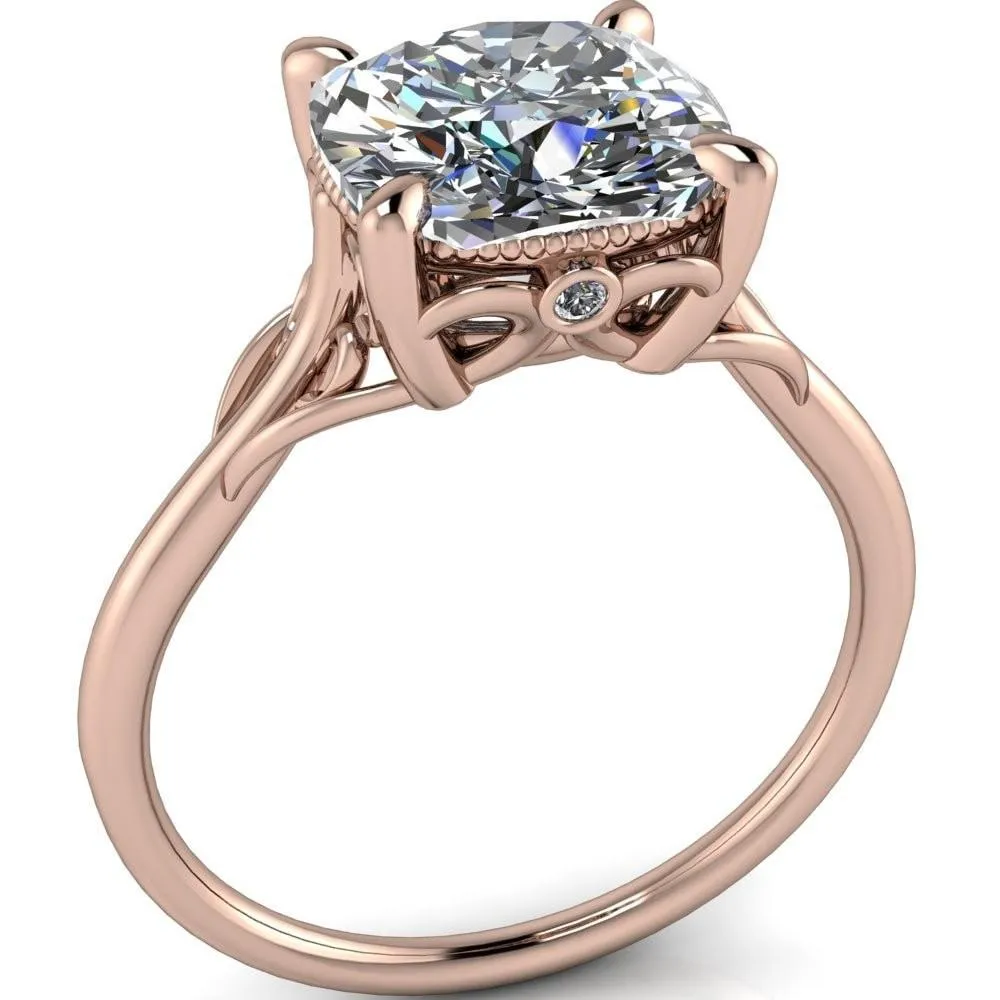 Jules Cushion Center Stone Filigree Custom Bezel Diamond Design Ring