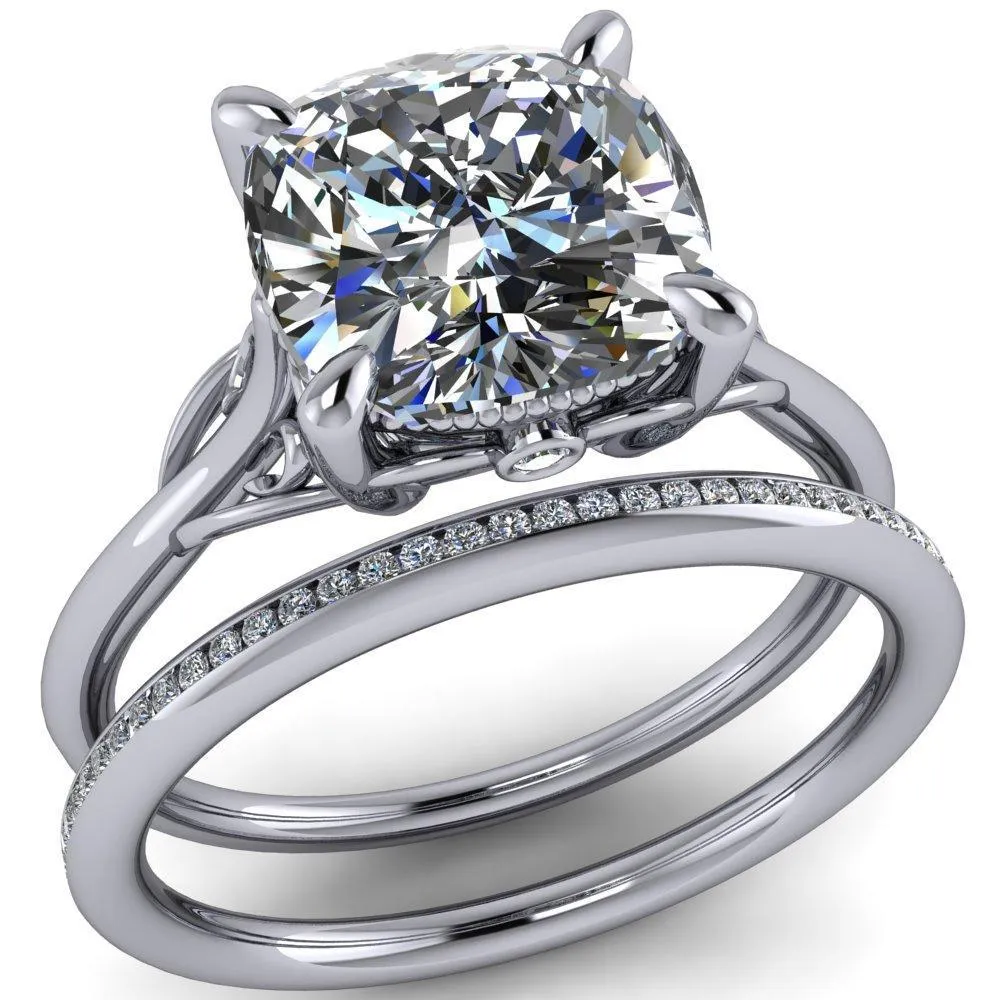 Jules Cushion Center Stone Filigree Custom Bezel Diamond Design Ring