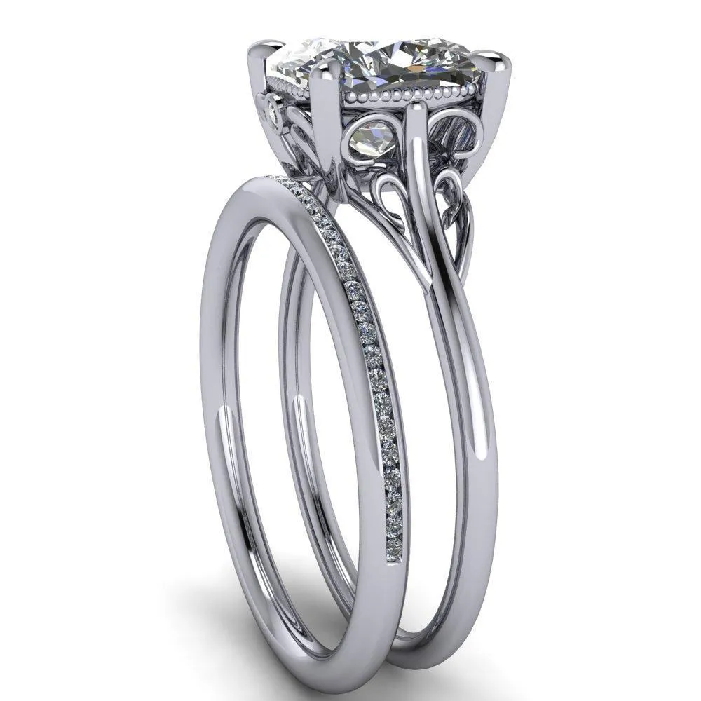 Jules Cushion Center Stone Filigree Custom Bezel Diamond Design Ring