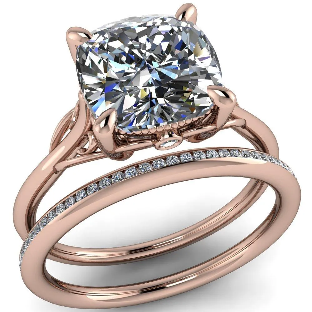 Jules Cushion Center Stone Filigree Custom Bezel Diamond Design Ring