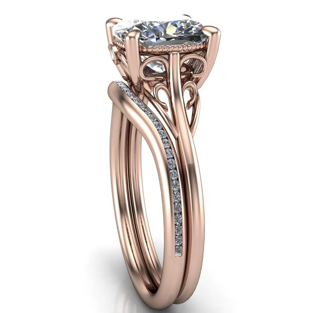 Jules Cushion Center Stone Filigree Custom Bezel Diamond Design Ring