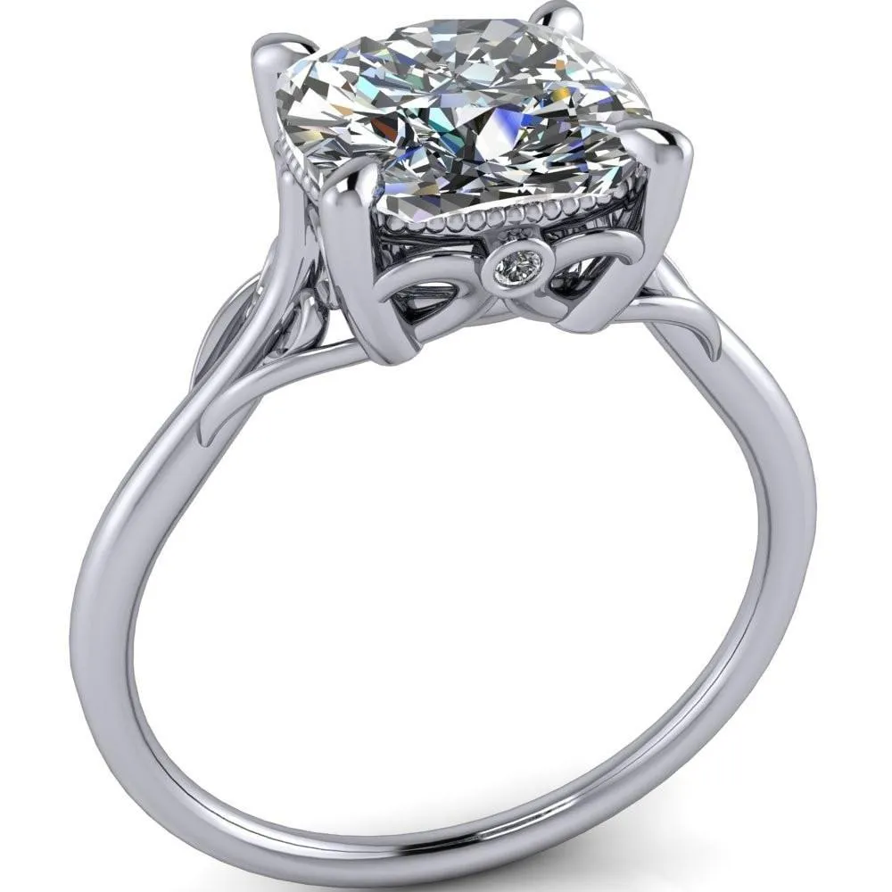 Jules Cushion Center Stone Filigree Custom Bezel Diamond Design Ring