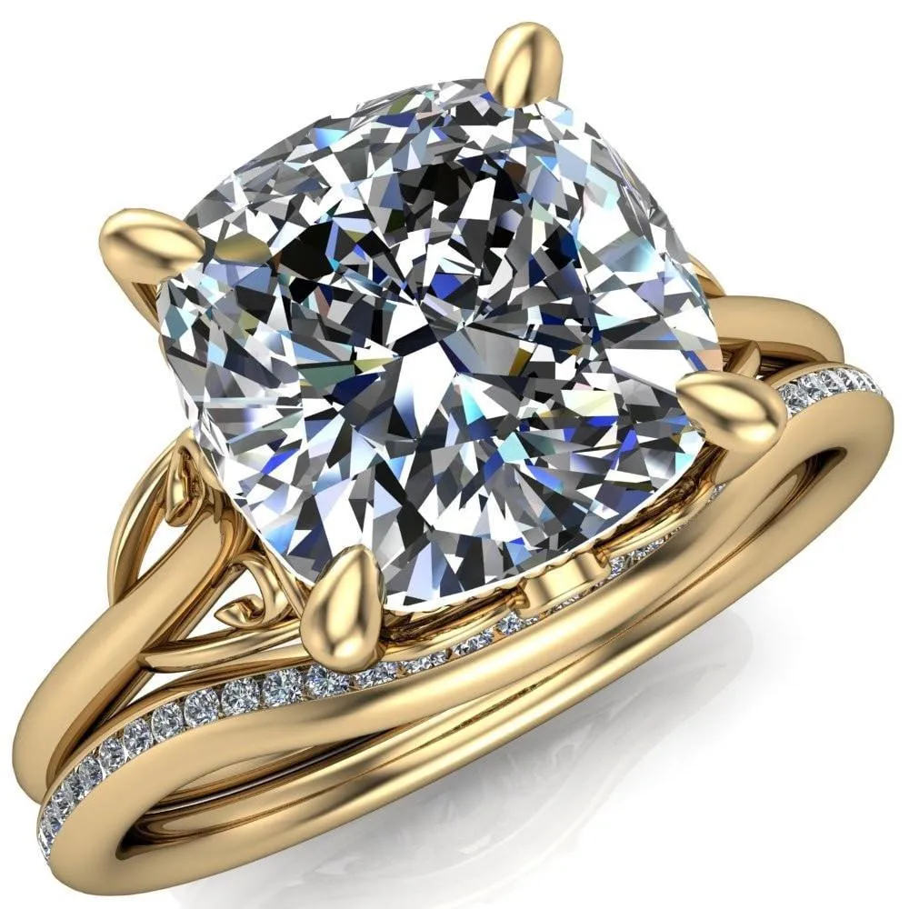 Jules Cushion Center Stone Filigree Custom Bezel Diamond Design Ring