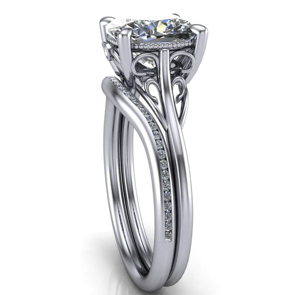Jules Cushion Center Stone Filigree Custom Bezel Diamond Design Ring