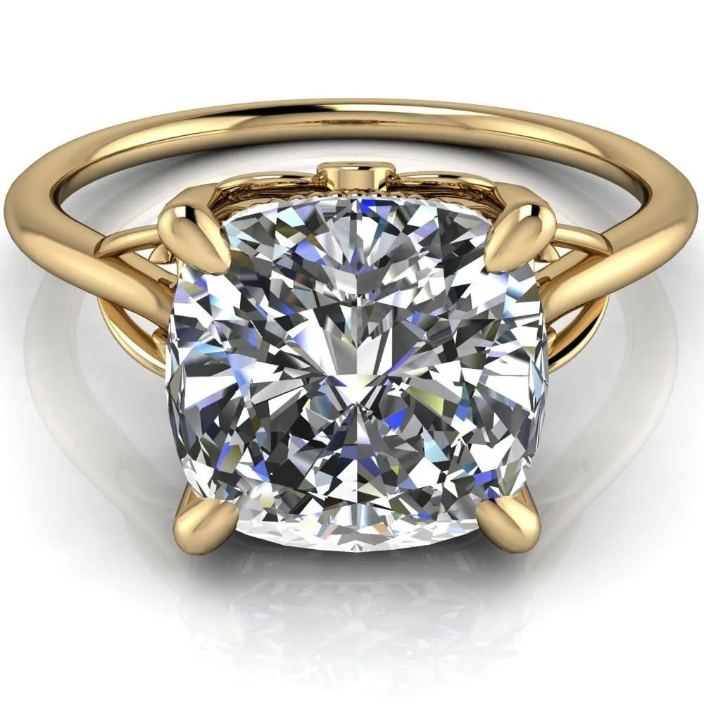 Jules Cushion Center Stone Filigree Custom Bezel Diamond Design Ring