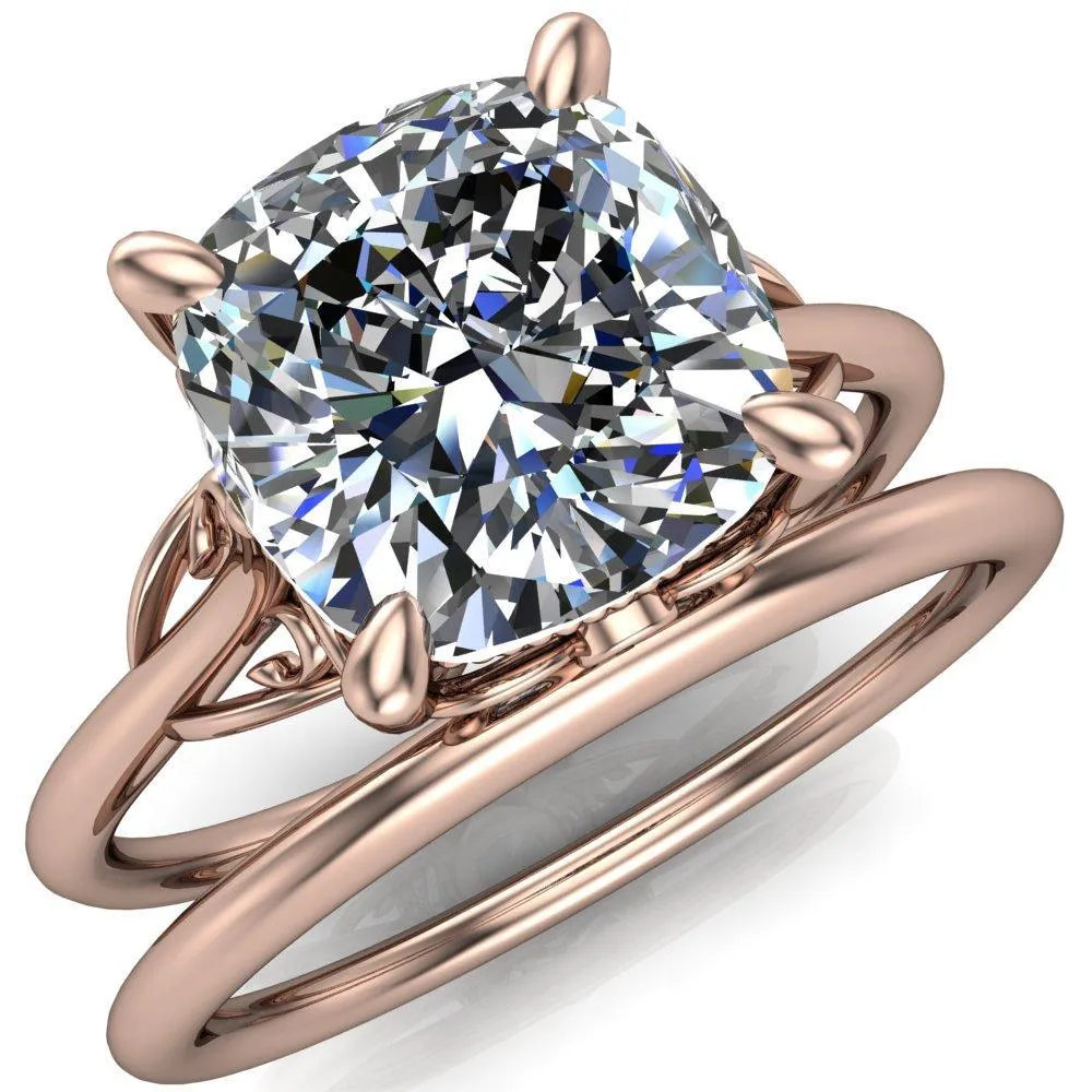 Jules Cushion Center Stone Filigree Custom Bezel Diamond Design Ring