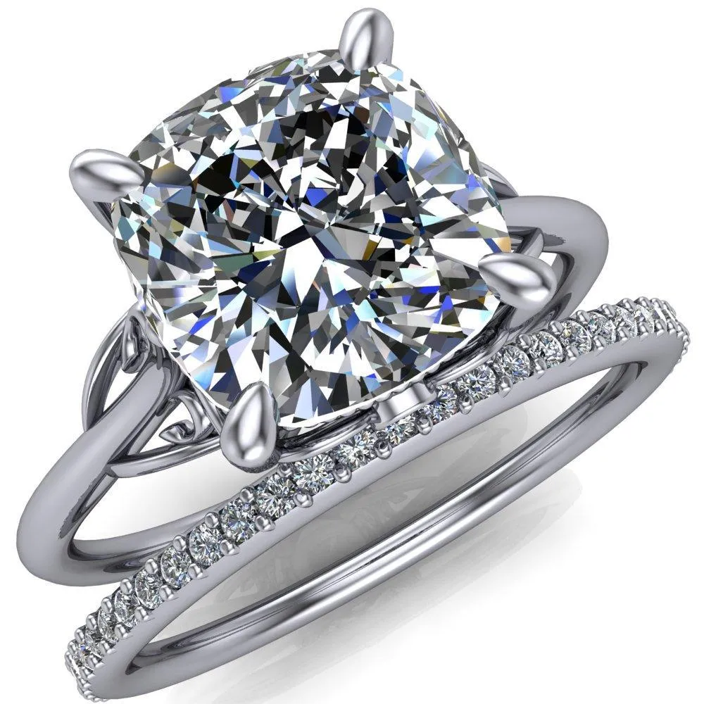 Jules Cushion Center Stone Filigree Custom Bezel Diamond Design Ring