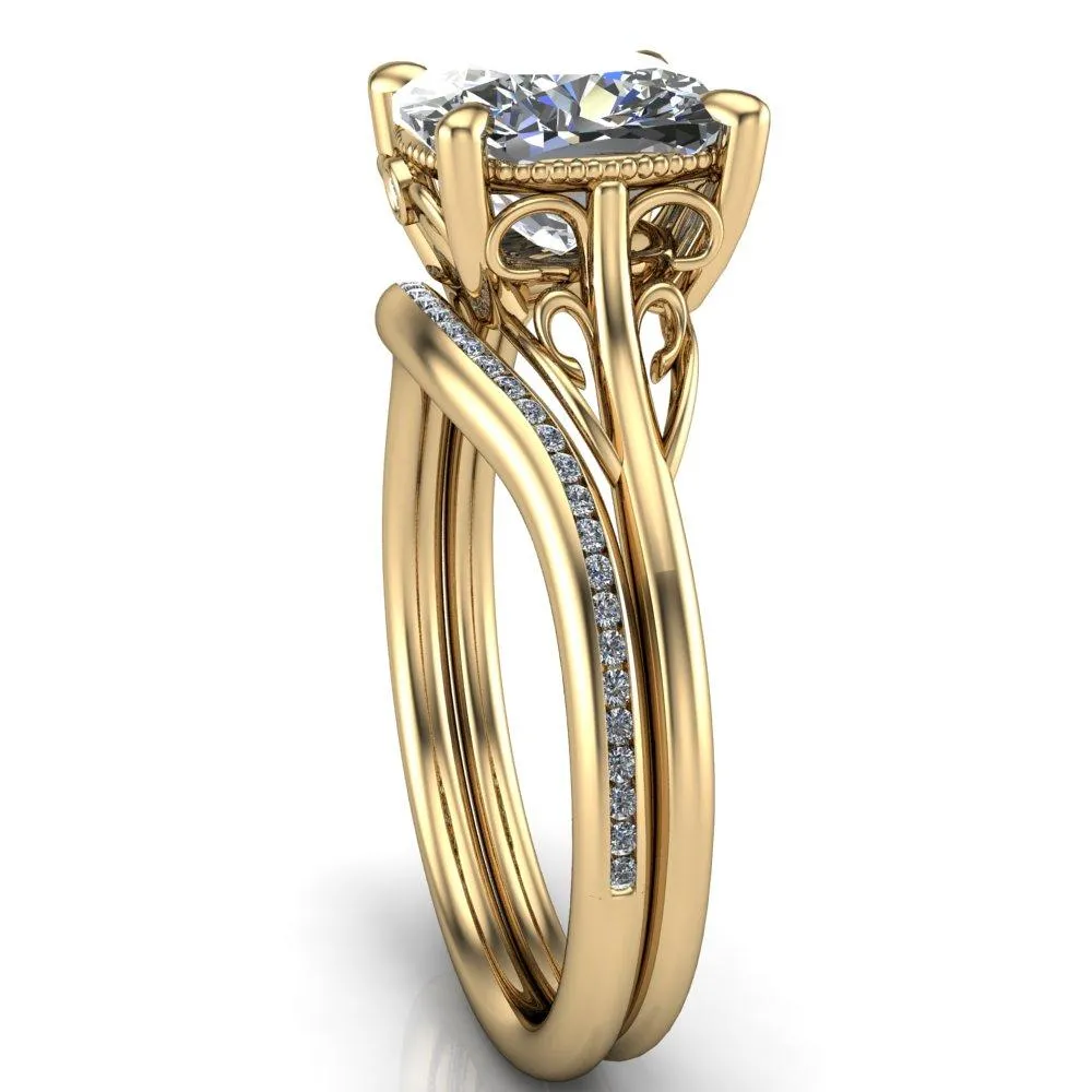 Jules Cushion Center Stone Filigree Custom Bezel Diamond Design Ring