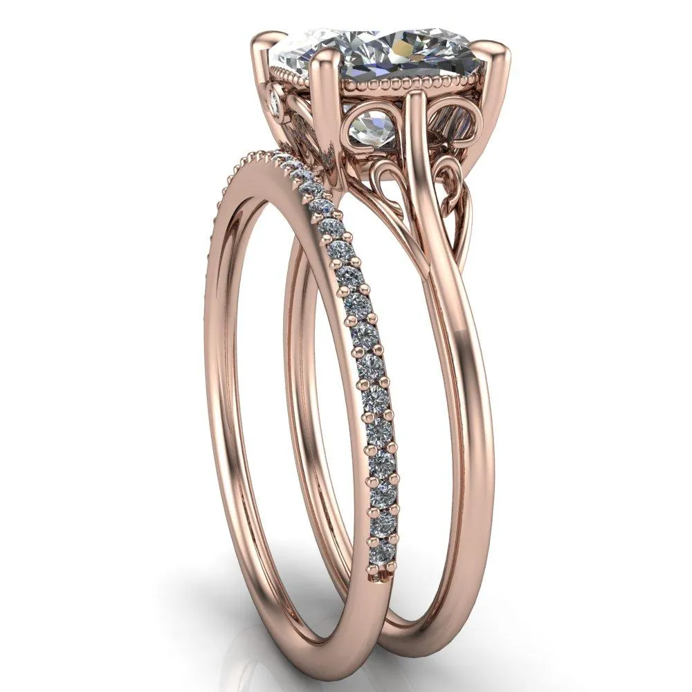 Jules Cushion Center Stone Filigree Custom Bezel Diamond Design Ring