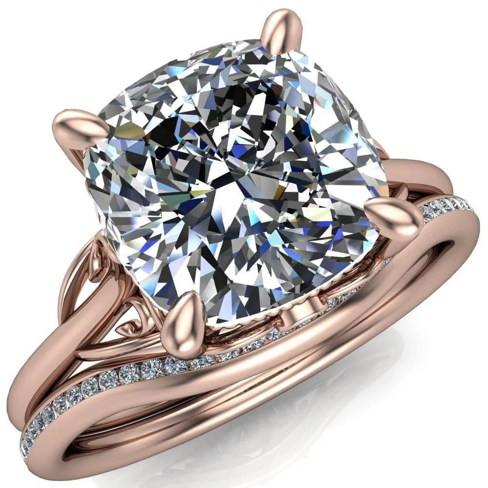 Jules Cushion Center Stone Filigree Custom Bezel Diamond Design Ring