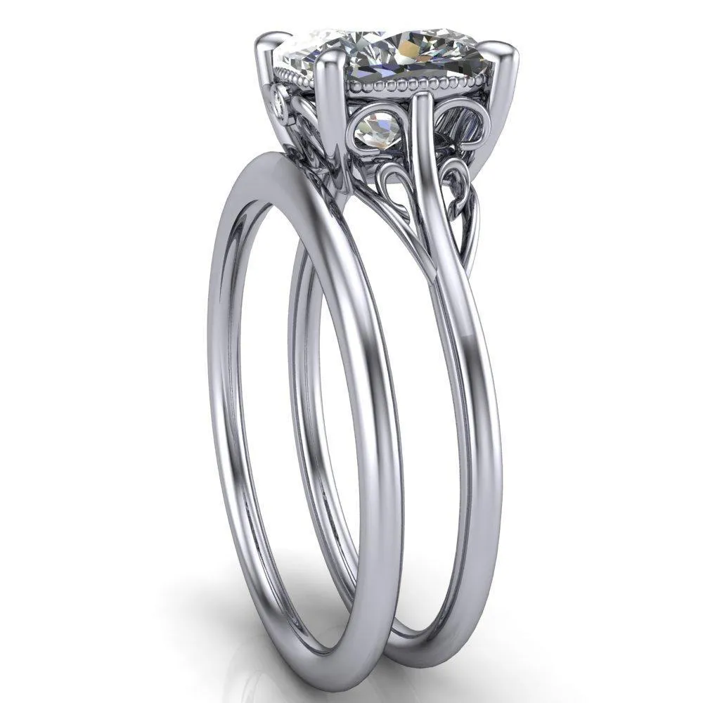 Jules Cushion Center Stone Filigree Custom Bezel Diamond Design Ring
