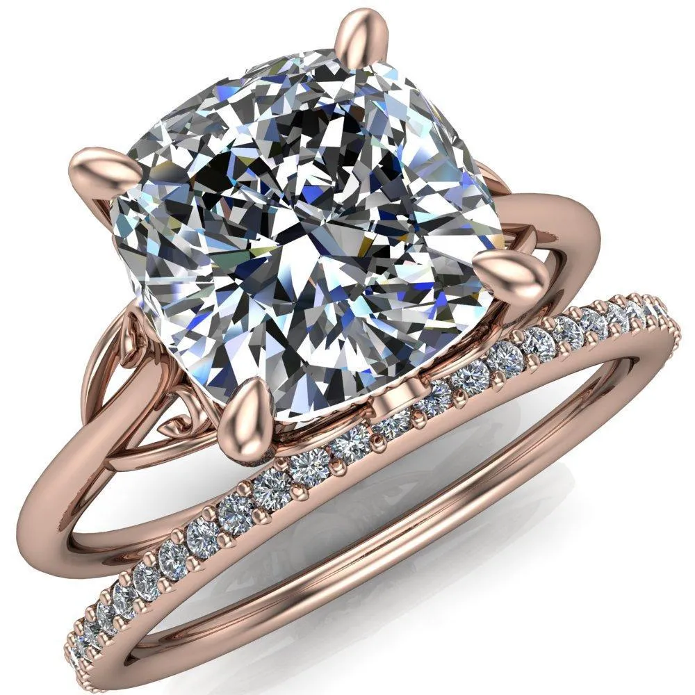 Jules Cushion Center Stone Filigree Custom Bezel Diamond Design Ring