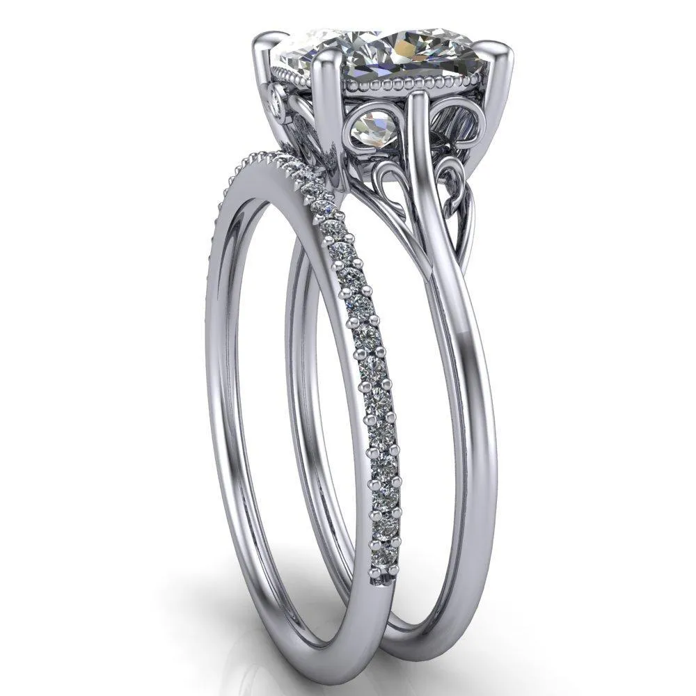 Jules Cushion Center Stone Filigree Custom Bezel Diamond Design Ring