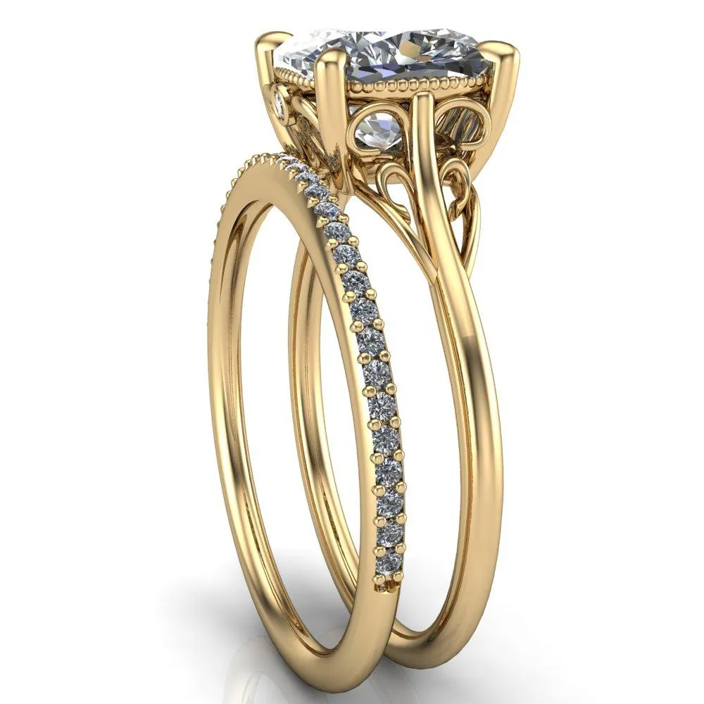 Jules Cushion Center Stone Filigree Custom Bezel Diamond Design Ring