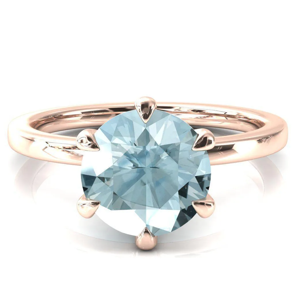 Julianne Round Aqua Blue Spinel Solitaire 6 Prong Ring
