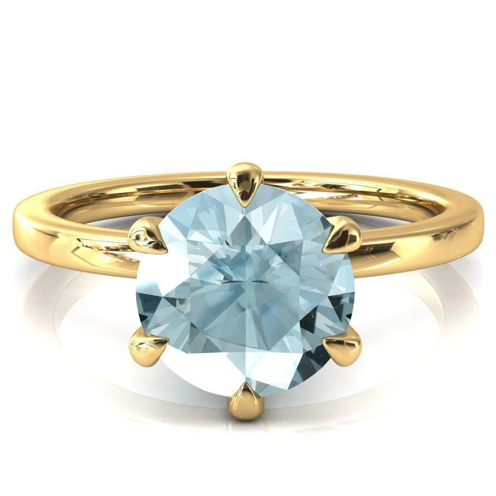 Julianne Round Aqua Blue Spinel Solitaire 6 Prong Ring