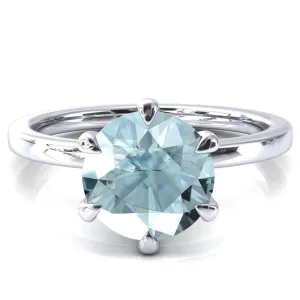 Julianne Round Aqua Blue Spinel Solitaire 6 Prong Ring