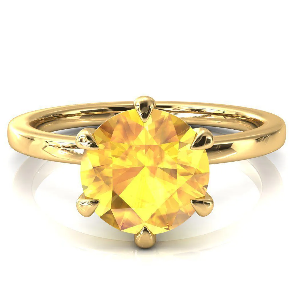Julianne Round Yellow Sapphire Solitaire 6 Prong Ring
