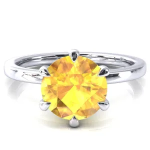 Julianne Round Yellow Sapphire Solitaire 6 Prong Ring