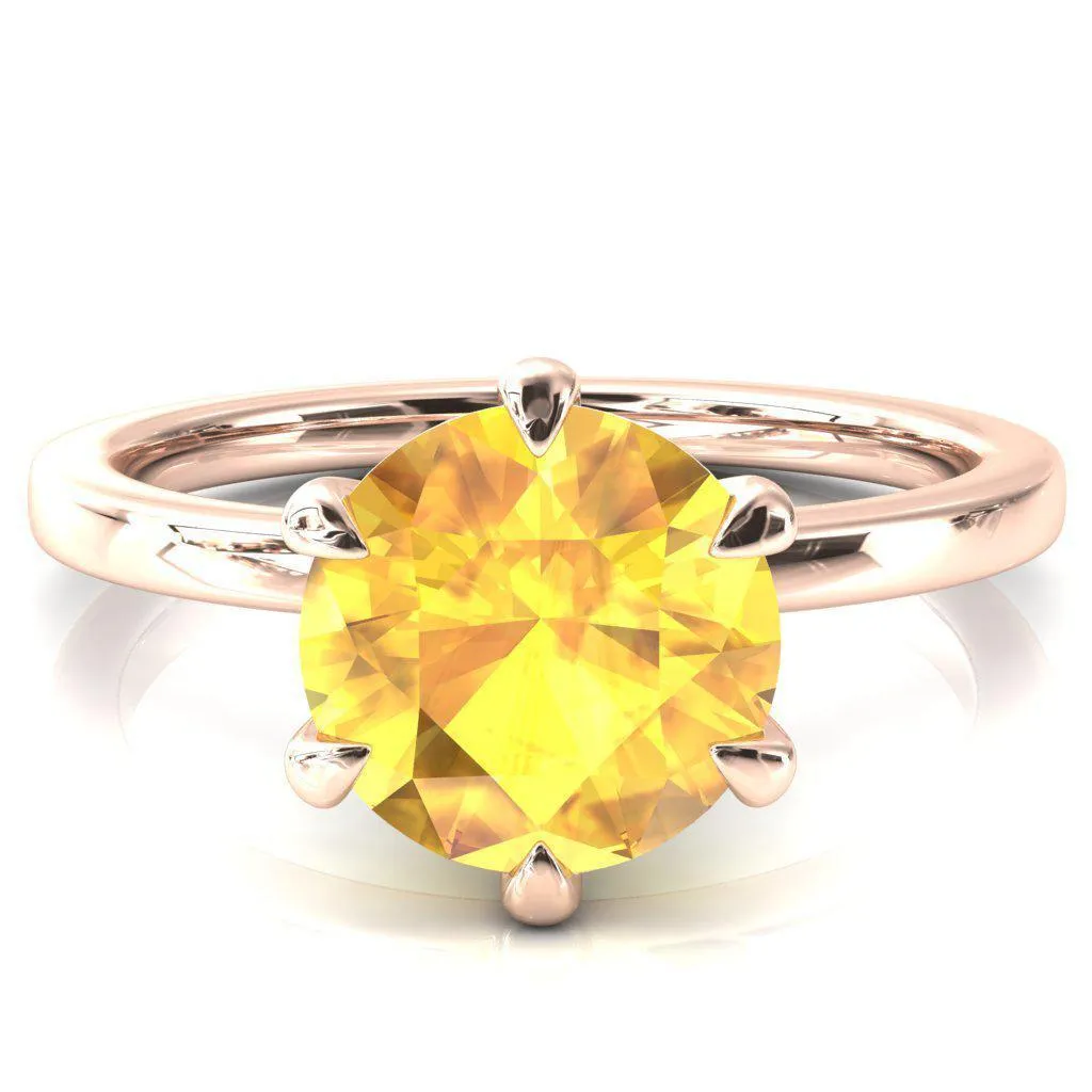 Julianne Round Yellow Sapphire Solitaire 6 Prong Ring