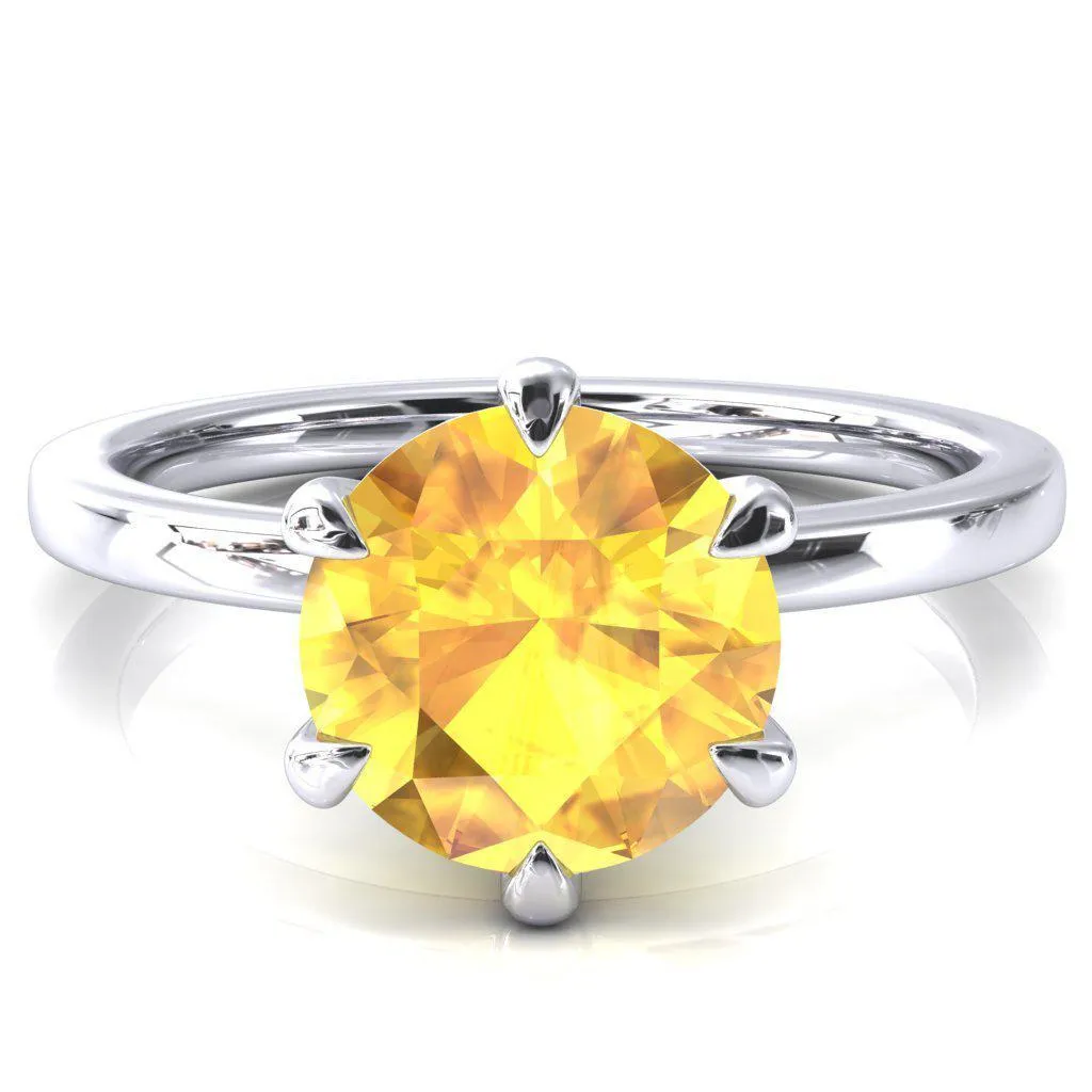 Julianne Round Yellow Sapphire Solitaire 6 Prong Ring