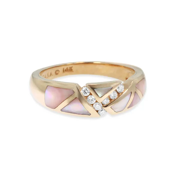 Kabana Pink and Black Mother of Pearl Ring