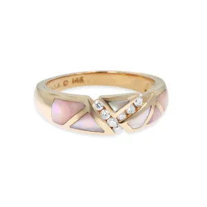 Kabana Pink and Black Mother of Pearl Ring