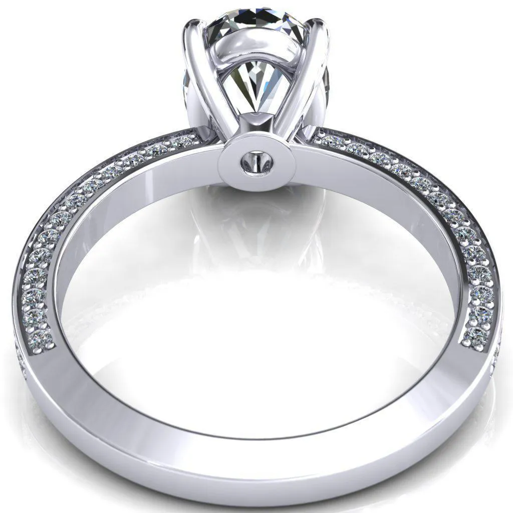 Kailee Oval Center Stone 4 Prong 3/4 Eternity 3 Sided Diamond Shank Engagement Ring