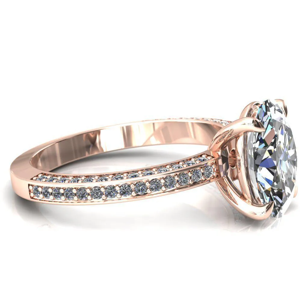 Kailee Oval Center Stone 4 Prong 3/4 Eternity 3 Sided Diamond Shank Engagement Ring