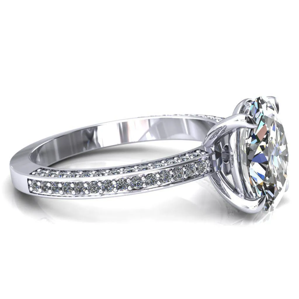 Kailee Oval Center Stone 4 Prong 3/4 Eternity 3 Sided Diamond Shank Engagement Ring