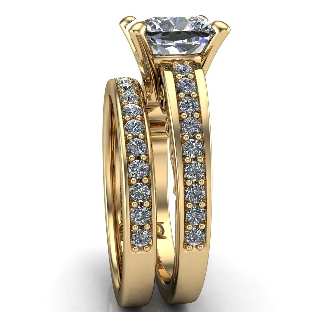 Keating Cushion Center Stone Diamond Channel 4 Prong Ring