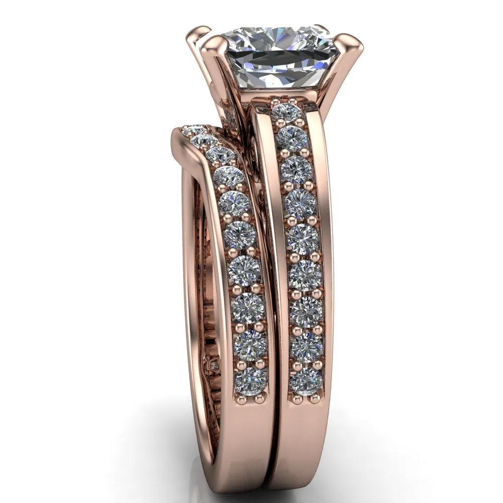 Keating Cushion Center Stone Diamond Channel 4 Prong Ring