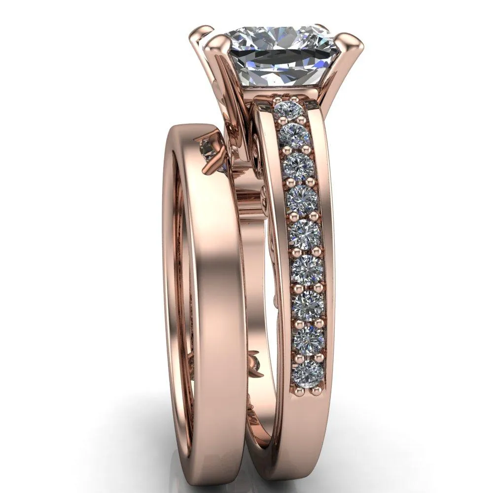 Keating Cushion Center Stone Diamond Channel 4 Prong Ring