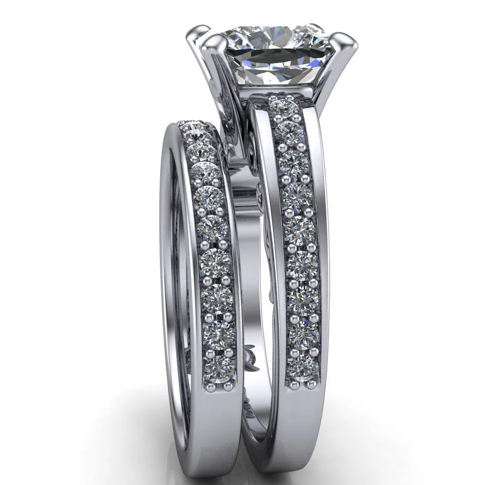 Keating Cushion Center Stone Diamond Channel 4 Prong Ring