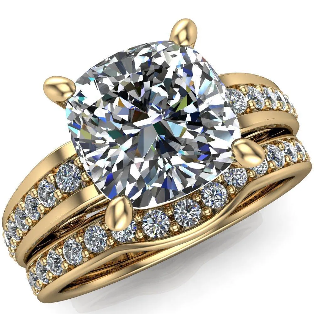 Keating Cushion Center Stone Diamond Channel 4 Prong Ring